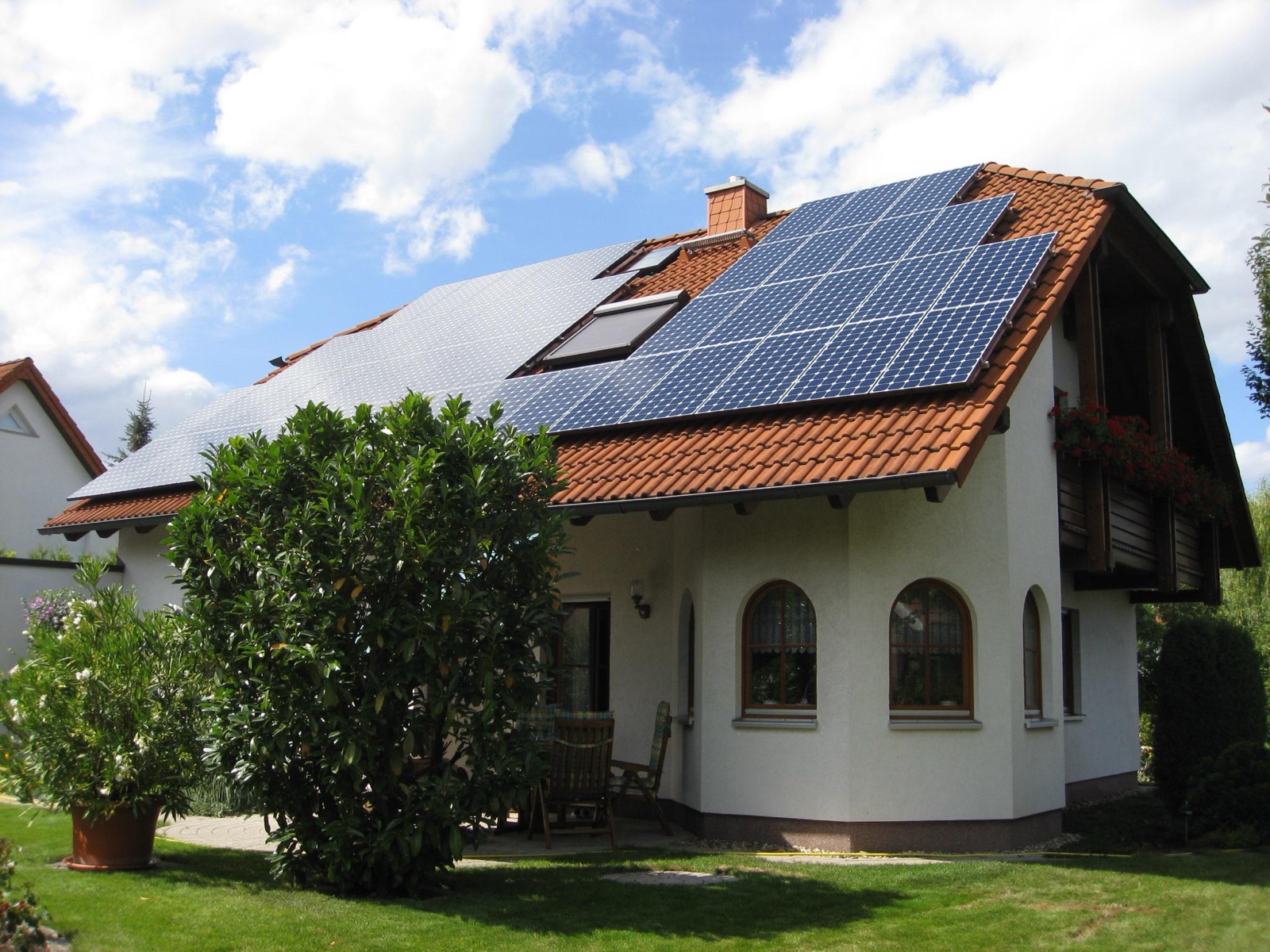 Solar panels installed on a building roof